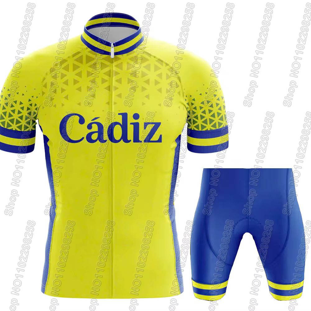 Ensemble Maillot et Cuissard Cycliste Cadiz Team Espagne 2025 – Tenue d'Été pour Vélo de Route et VTT