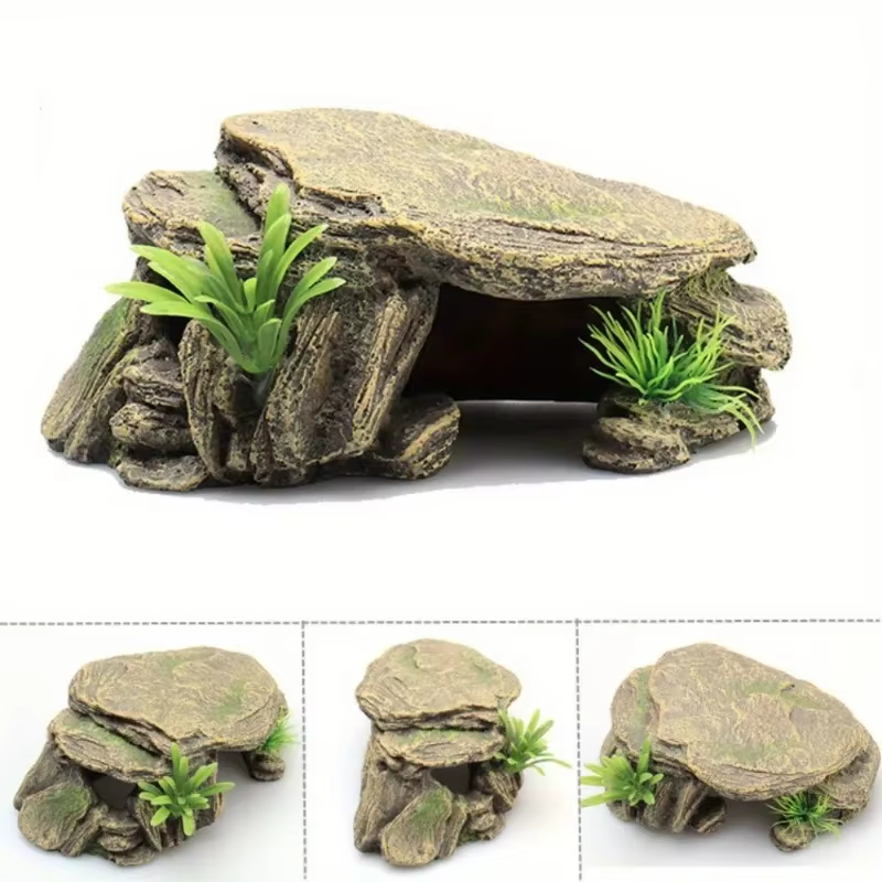 Décoration de réservoir de tortue d'aquarium, 1 pièce, terrasse, abri artificiel, ornement, Reptile, repos pour poissons, Terrapins, grenouilles, tortues