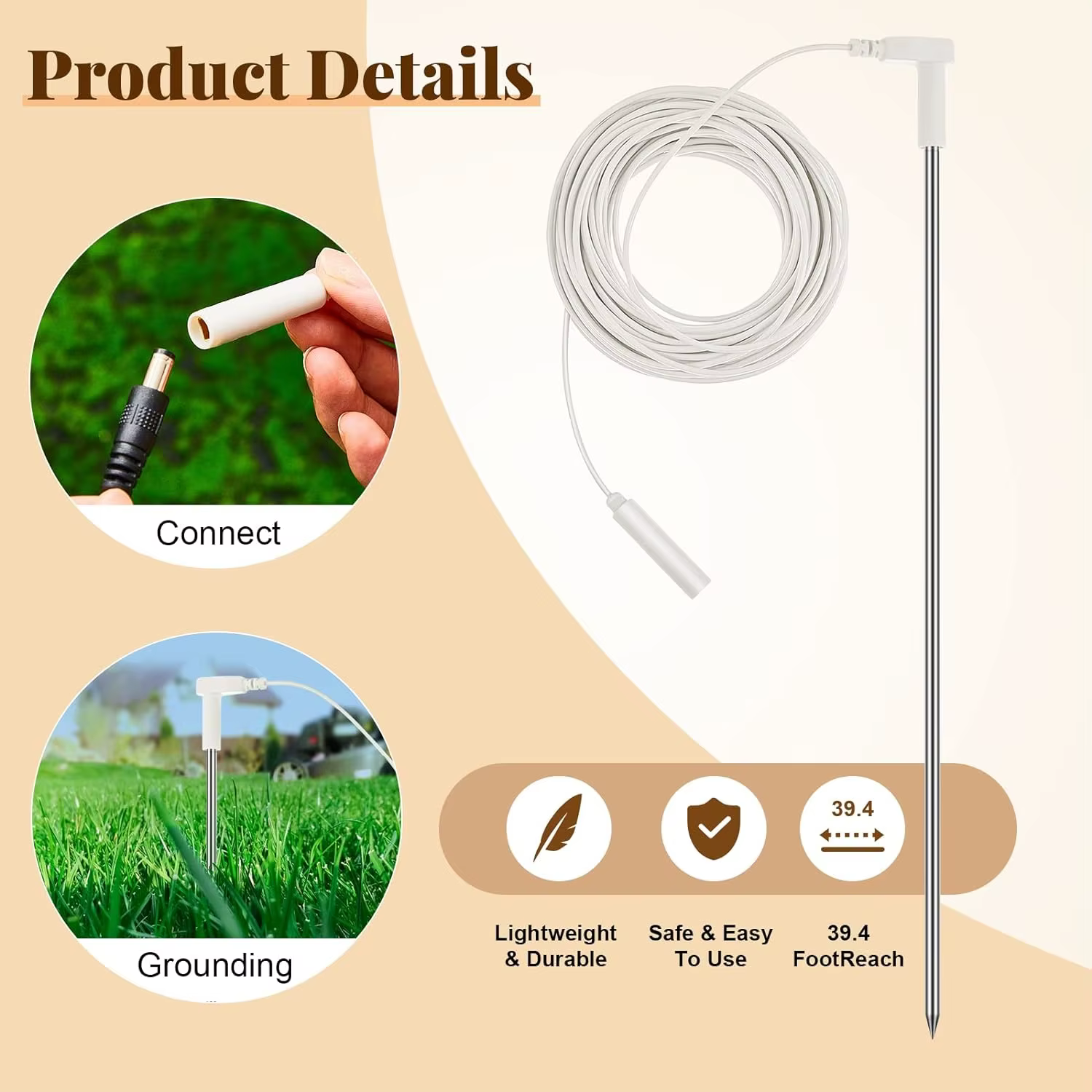 Tige de mise à la terre, 2 ensembles de tiges de soudage à fil de terre, produits de mise à la terre, barres électriques pour l'intérieur, connexion à tapis, feuilles, tampons, couvertures