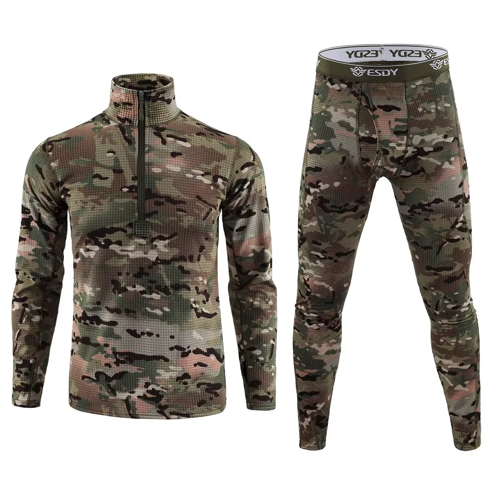 Hiver épais chaud sous-vêtement thermique ensembles hommes Compression polaire sueur séchage rapide Thermo longs Johns militaire armée vêtements