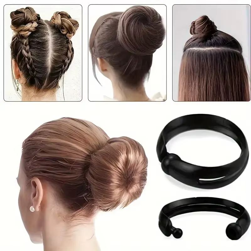 4 pièces magique torsion beignet chignon pince bricolage queue de cheval outils de coiffure noir champignon tête bobine de cheveux pour Bobo et tête sphérique coiffures