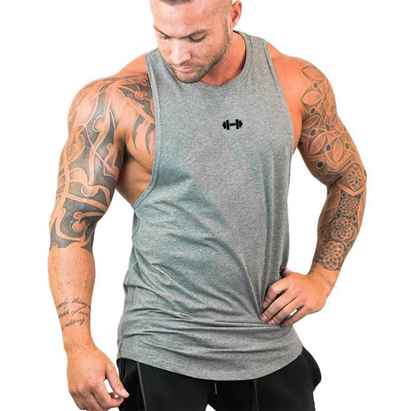 Gym Bodybuilding Fitness Muscle Vêtements D'été Coton Respirant Lâche Débardeurs Hommes Sport Décontracté Sans Manches Entraînement T-Shirts