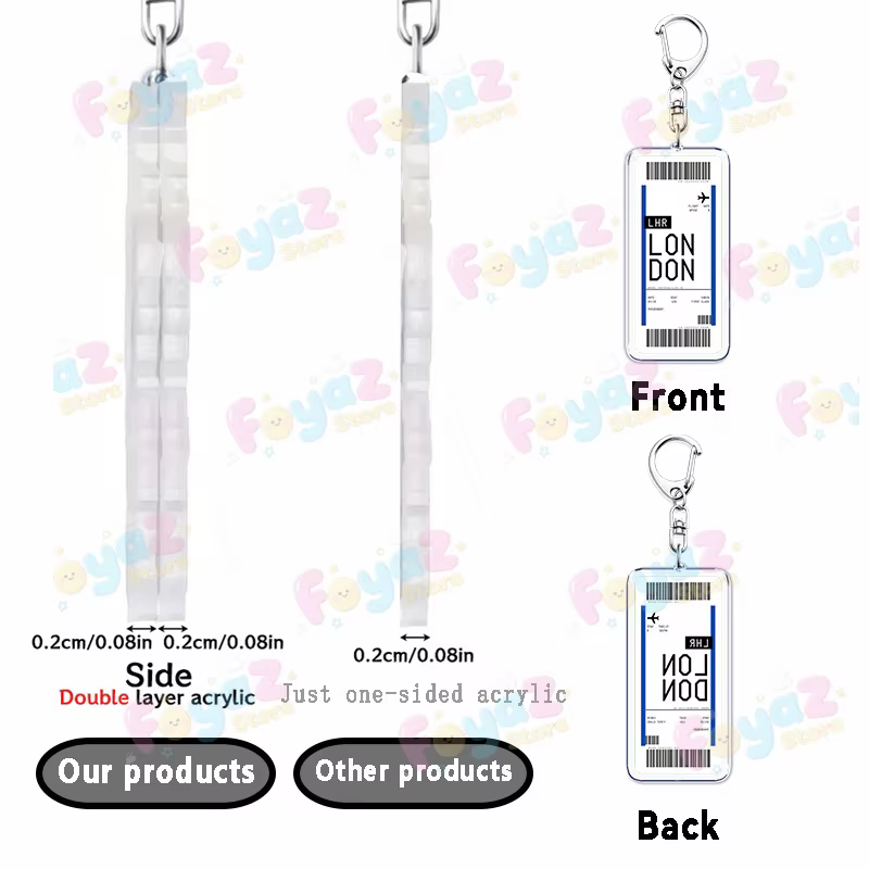 Porte-clés de voyage Paris Tokyo, accessoires de mode, breloque de sac, porte-clés billet d'avion Chibi, cadeaux d'anniversaire pour fans et amis