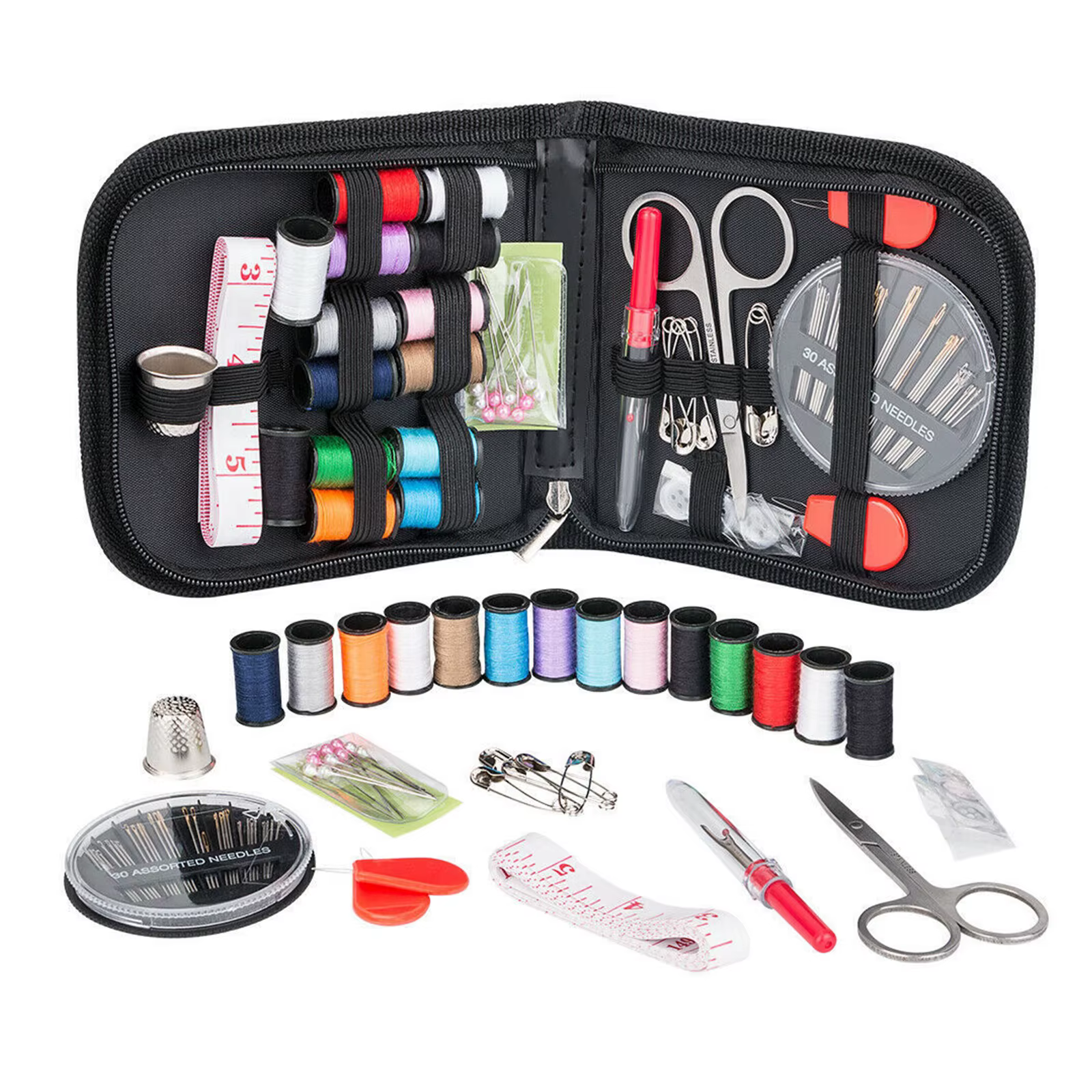 Le kit de couture contient 68 accessoires et est un ensemble de couture de voyage portable adapté aux débutants, aux adultes et aux familles, comprenant