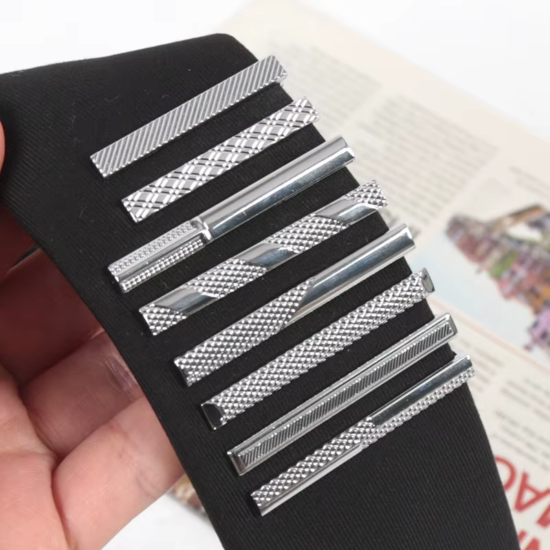 Épingle à cravate pour hommes, accessoires de cravate, couleur argentée, ton métal, fermoir à barre Simple, fermoir pratique, pince à cravate, Clip de collier pour hommes