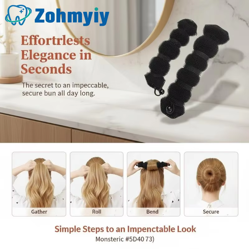 Chignon Magique Noir/Marron, Outil de Coiffure Type Donut, Accessoire pour Cheveux, Épingle à Cheveux pour Femmes, Coiffure DIY, Tresses