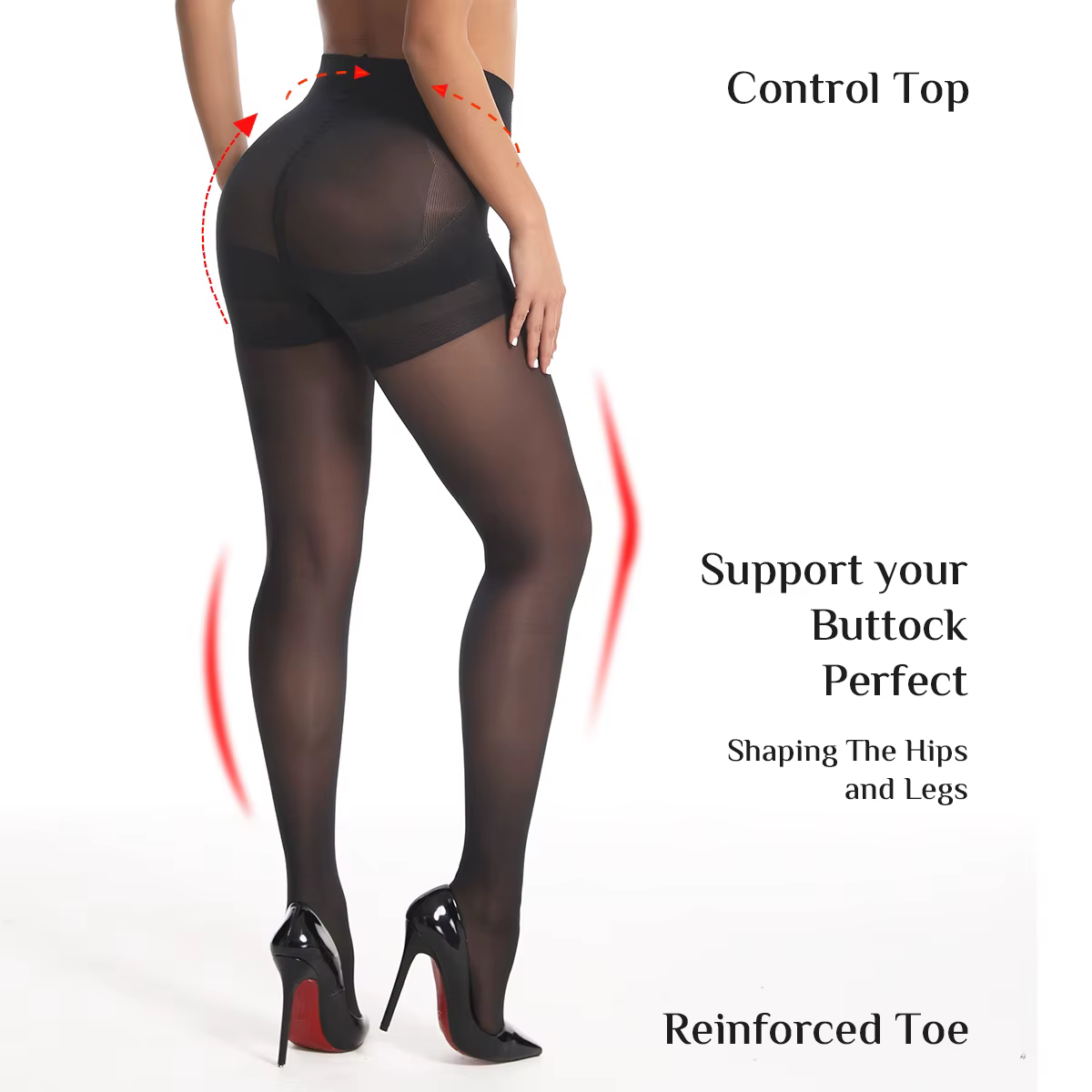 Chaussettes noires à pression fine, collants façonnant les jambes
