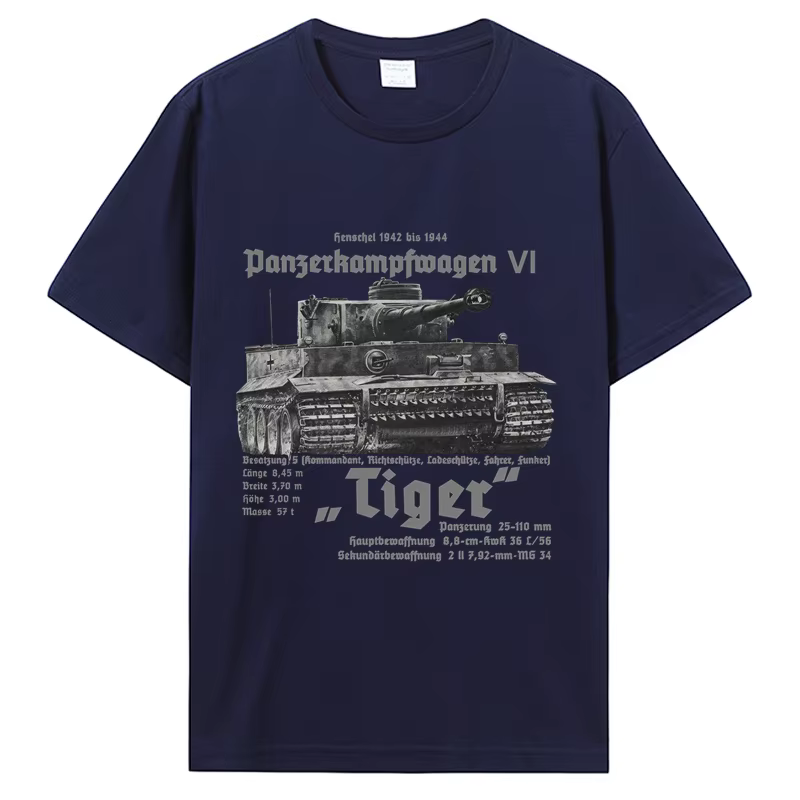 Troupes blindées allemandes tigre réservoir imprimé T-Shirt Royal Armory été coton à manches courtes hommes T-Shirt surdimensionné t-shirts streetwear