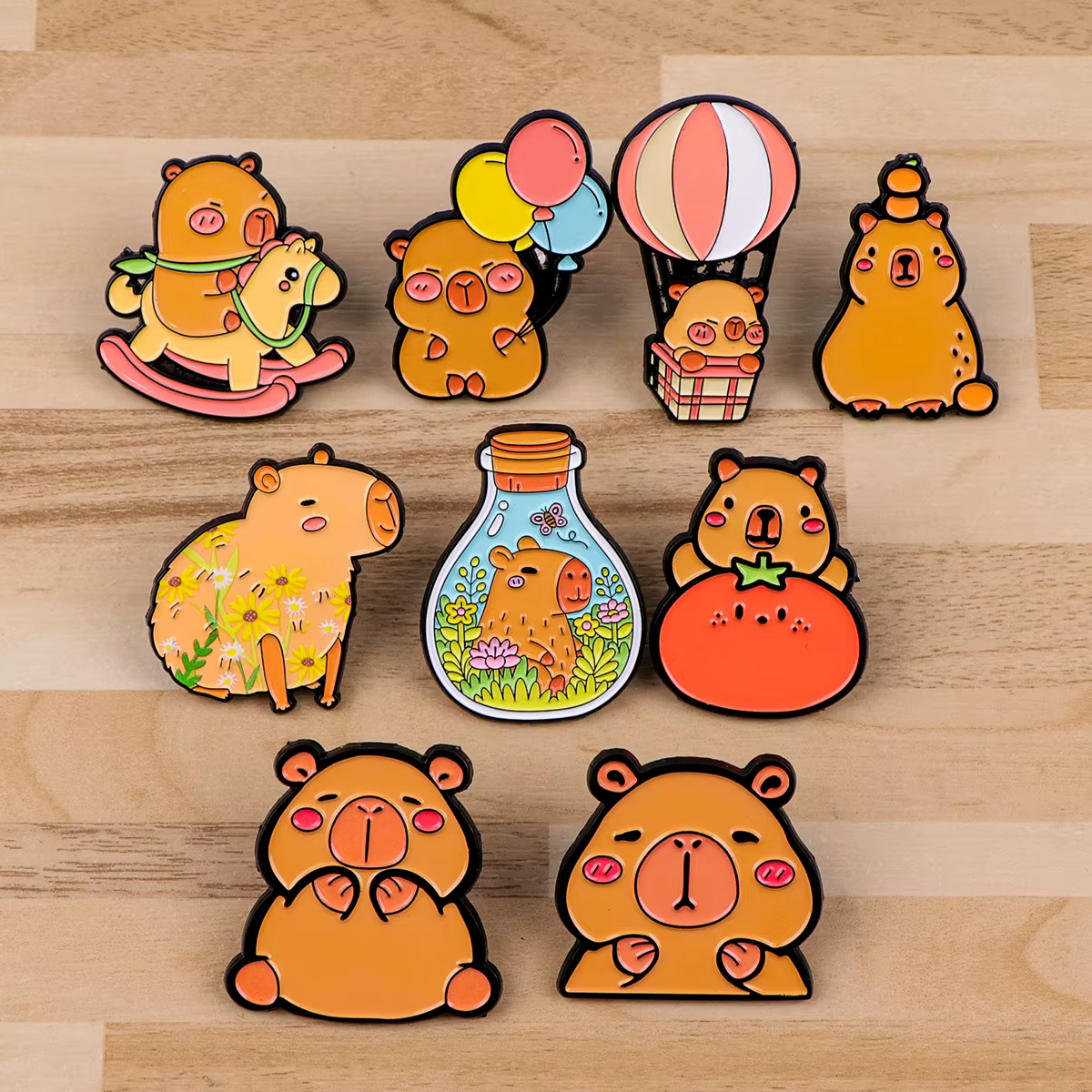Broche Capybara en émail, Badges d'animaux de dessin animé sur sac à dos, broches pour femmes et hommes, épingles à revers, accessoires de Cosplay, cadeaux pour enfants