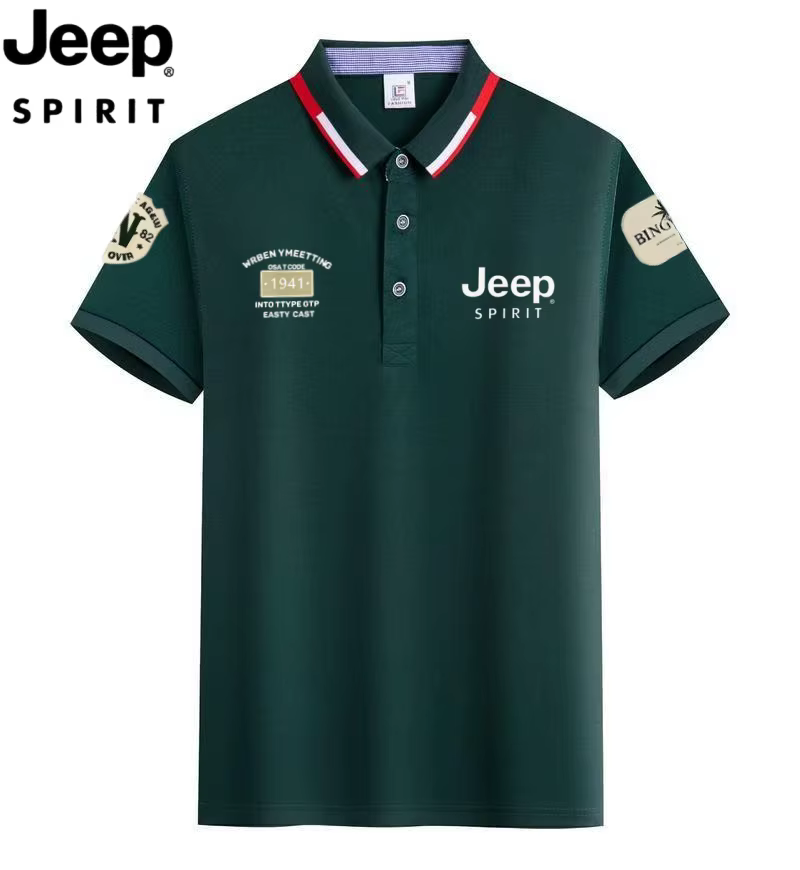Polo décontracté d'été pour homme Jeep Spirit - T-shirt d'affaires à manches courtes et col revers pour l'été - Grande