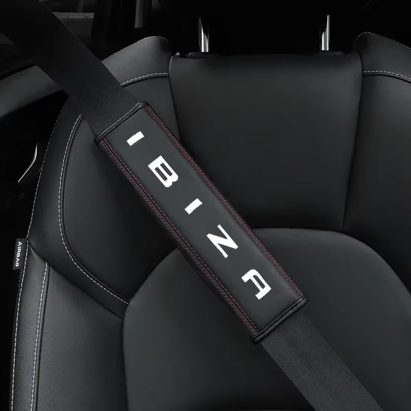 Pour Seat ibiza 2010 2016 2019 2020 1pc peau de vache voiture intérieur ceinture de sécurité protecteur couverture pour Seat ibizacar Auto accessoires