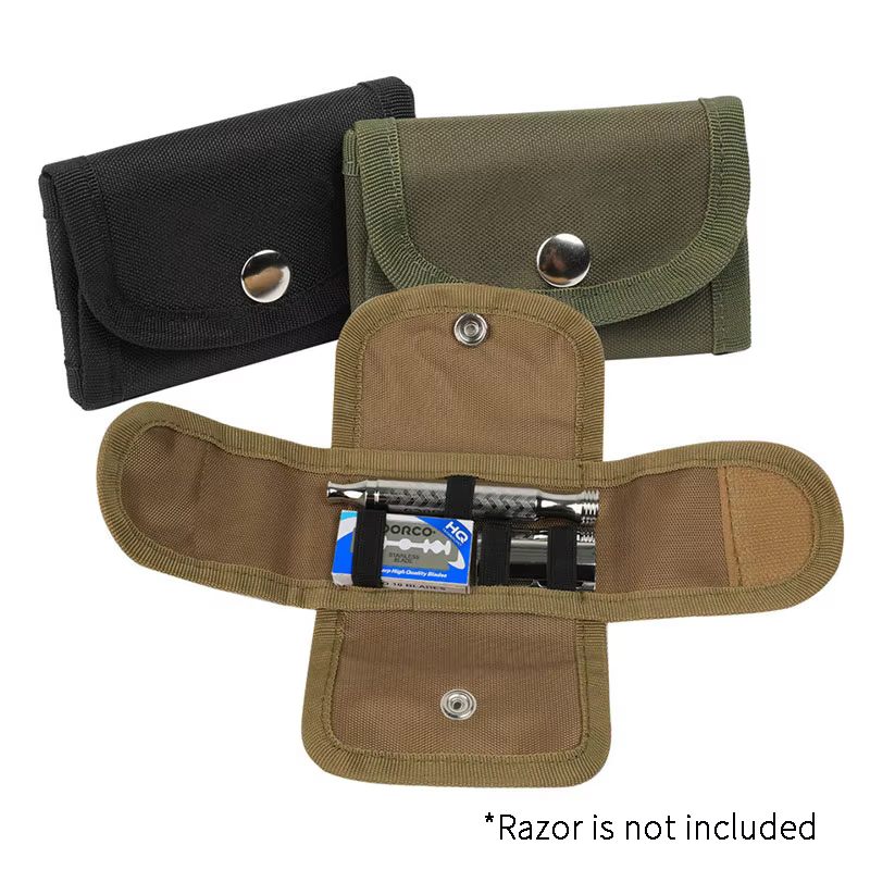 Étui de rasoir de sécurité, étui de rasage de voyage avec pocommuniste pour kit de rasage sphérique, accessoires en toile