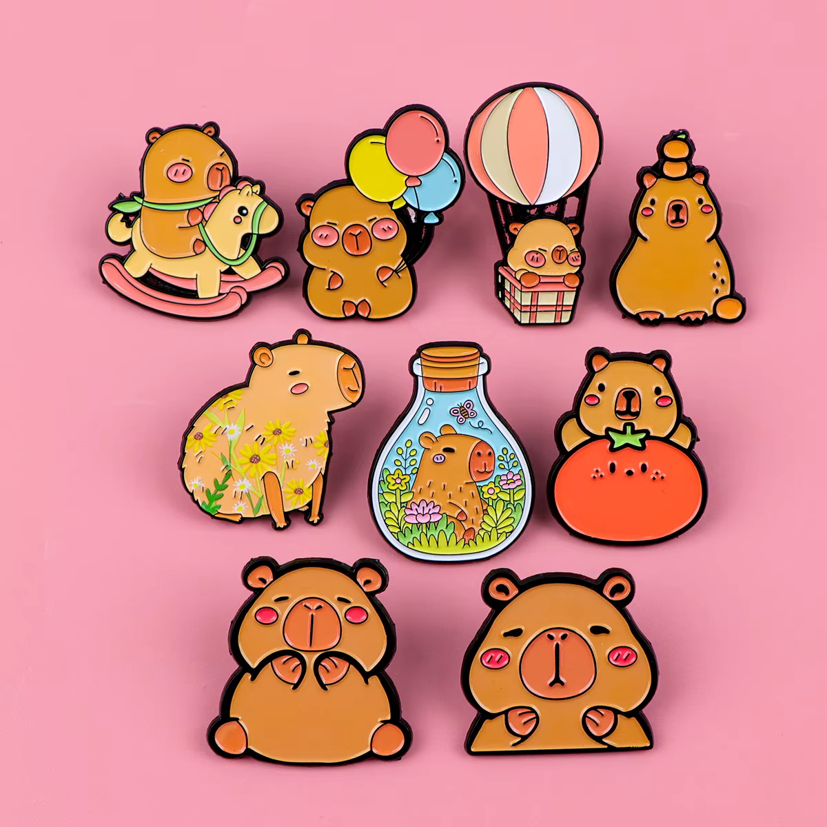 Broche Capybara en émail, Badges d'animaux de dessin animé sur sac à dos, broches pour femmes et hommes, épingles à revers, accessoires de Cosplay, cadeaux pour enfants
