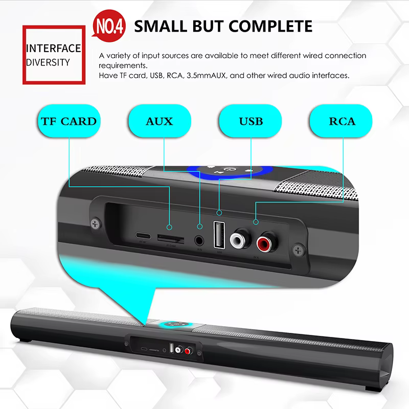 Barre de son sans fil Bluetooth avec subwoofer pour TV, radio FM, et basses puissantes