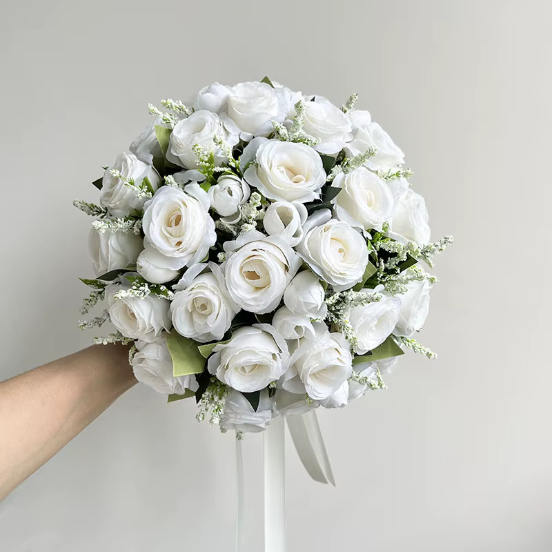 Bouquet de Mariée, Accessoires de Mariage, Fleurs Artificielles, Boutonnière de Demoiselle d'Honneur, Corsage de Marié, Décor de ix