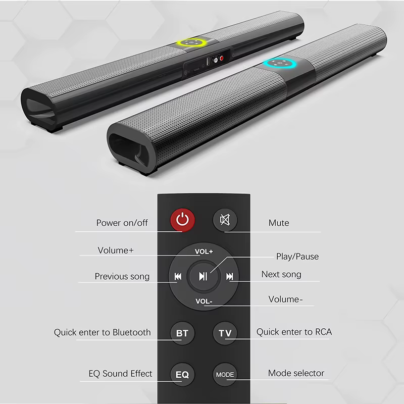 Barre de son sans fil Bluetooth avec subwoofer pour TV, radio FM, et basses puissantes