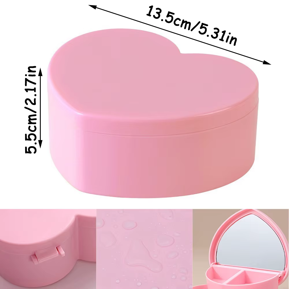 Boîte d'accessoires pour cheveux, rangement de bijoux avec miroir, pinces à cheveux roses, organisateur d'élastiques pour filles et enfants, étui de voyage Portable