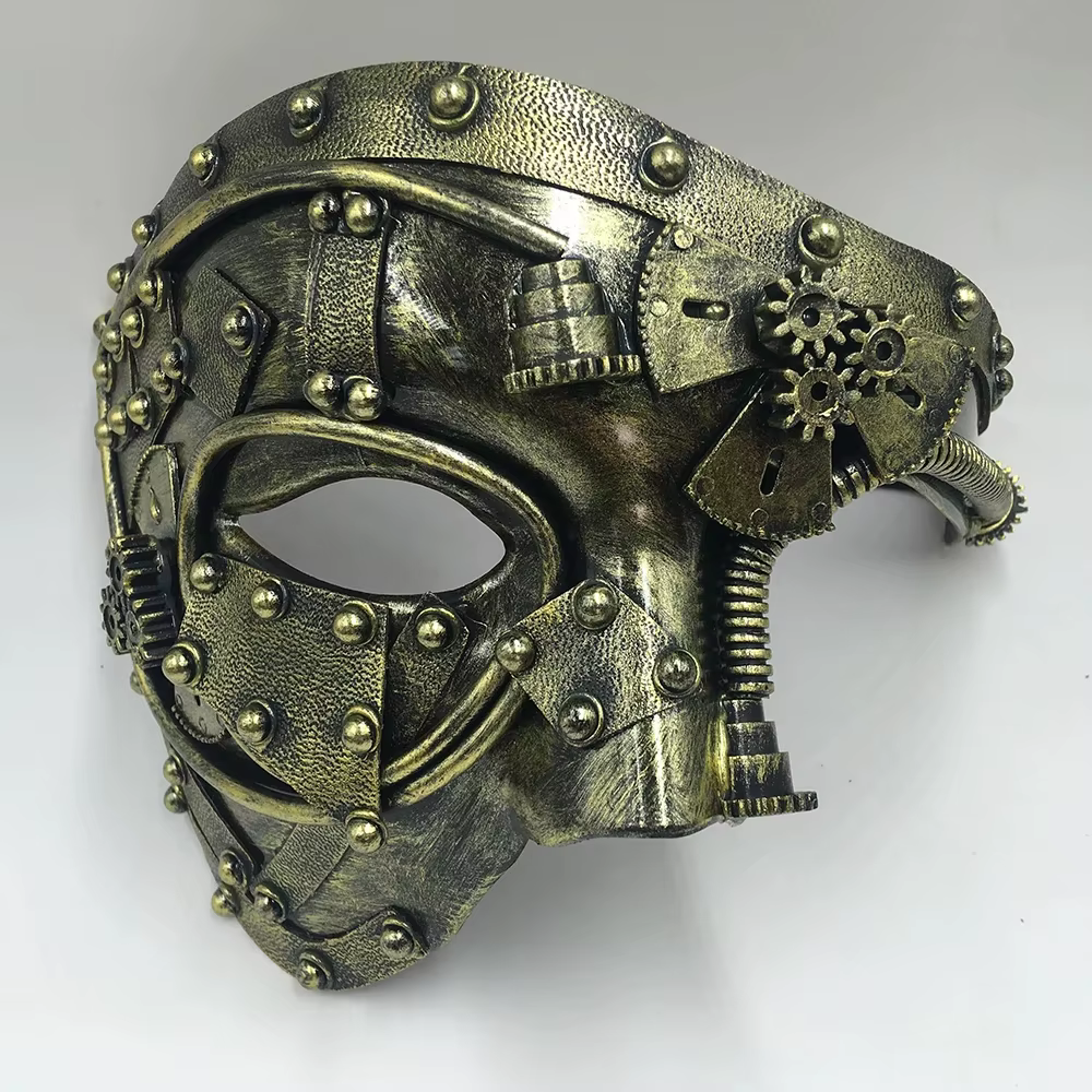 Steampunk fantôme mascarade Cosplay médiéval rétro masque balle demi visage hommes Punk Costume Halloween fête Costume accessoires
