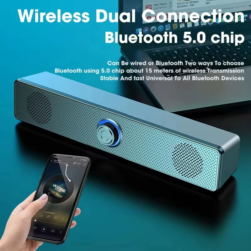 Barre de son Bluetooth filaire et sans fil pour ordinateur, PC, TV, ordinateur portable, système audio portable