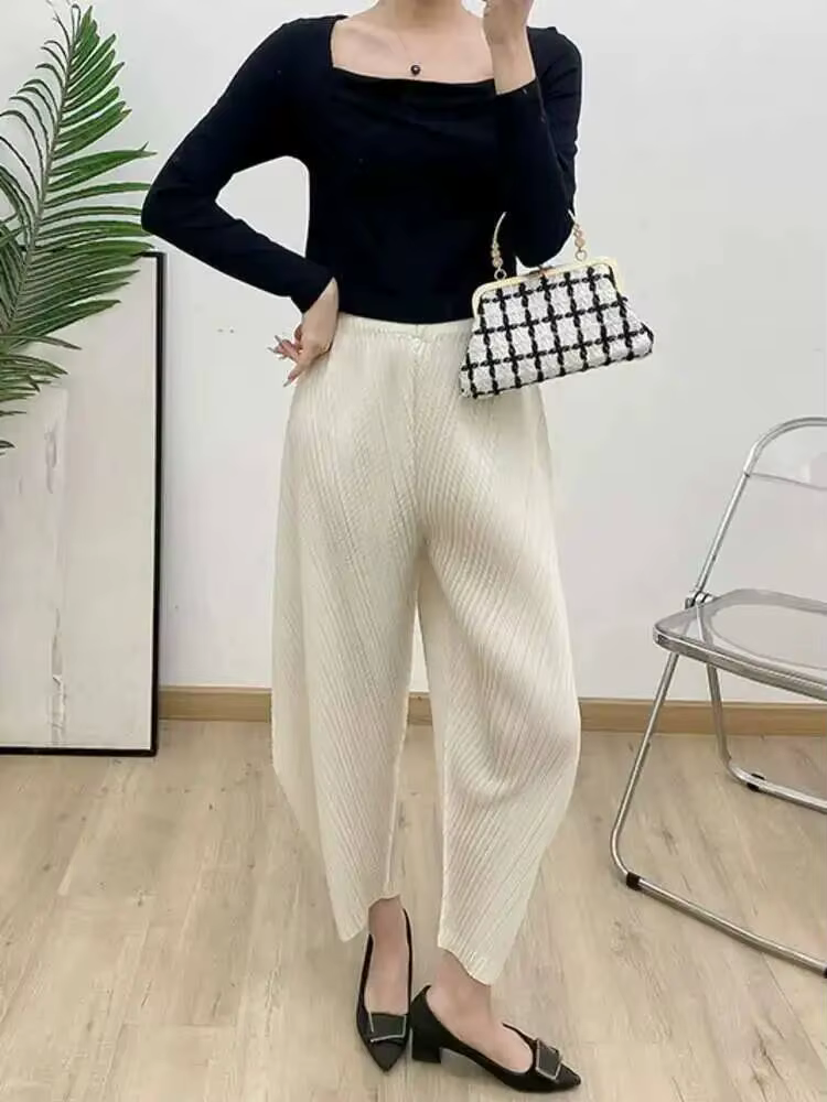 Pantalon sarouel plissé pour femme