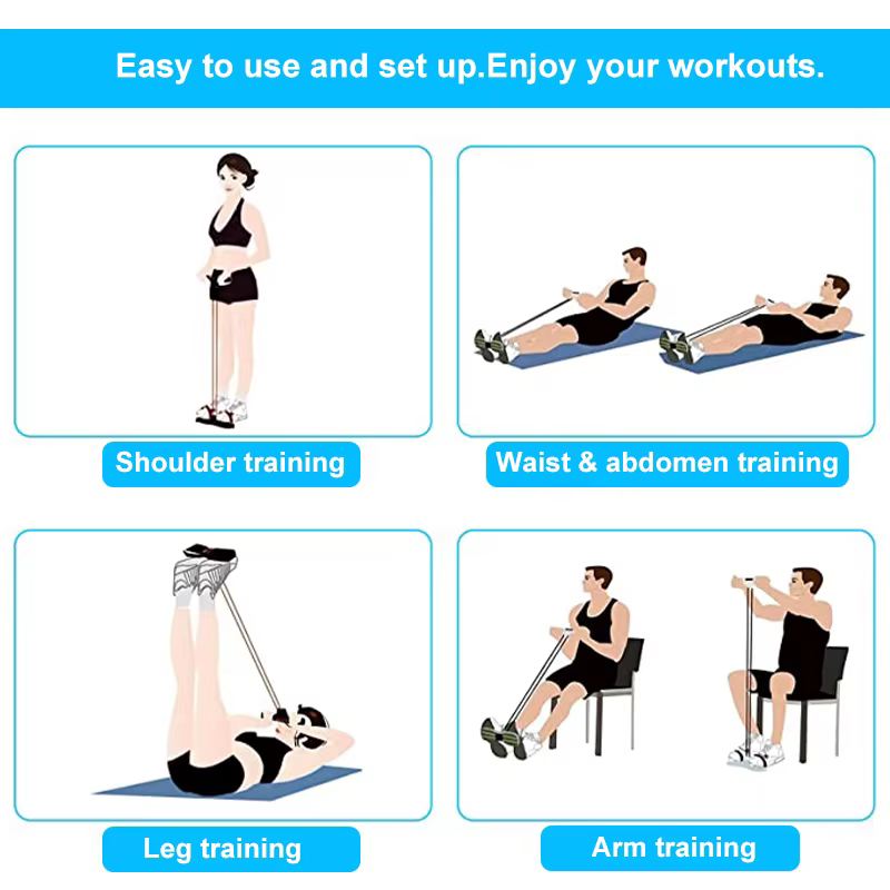Bandes de résistance, extracteur de pédale de Yoga à 4 tubes, corde de traction élastique, équipement de Fitness pour l'entraînement de l'abdomen, de la taille et des bras