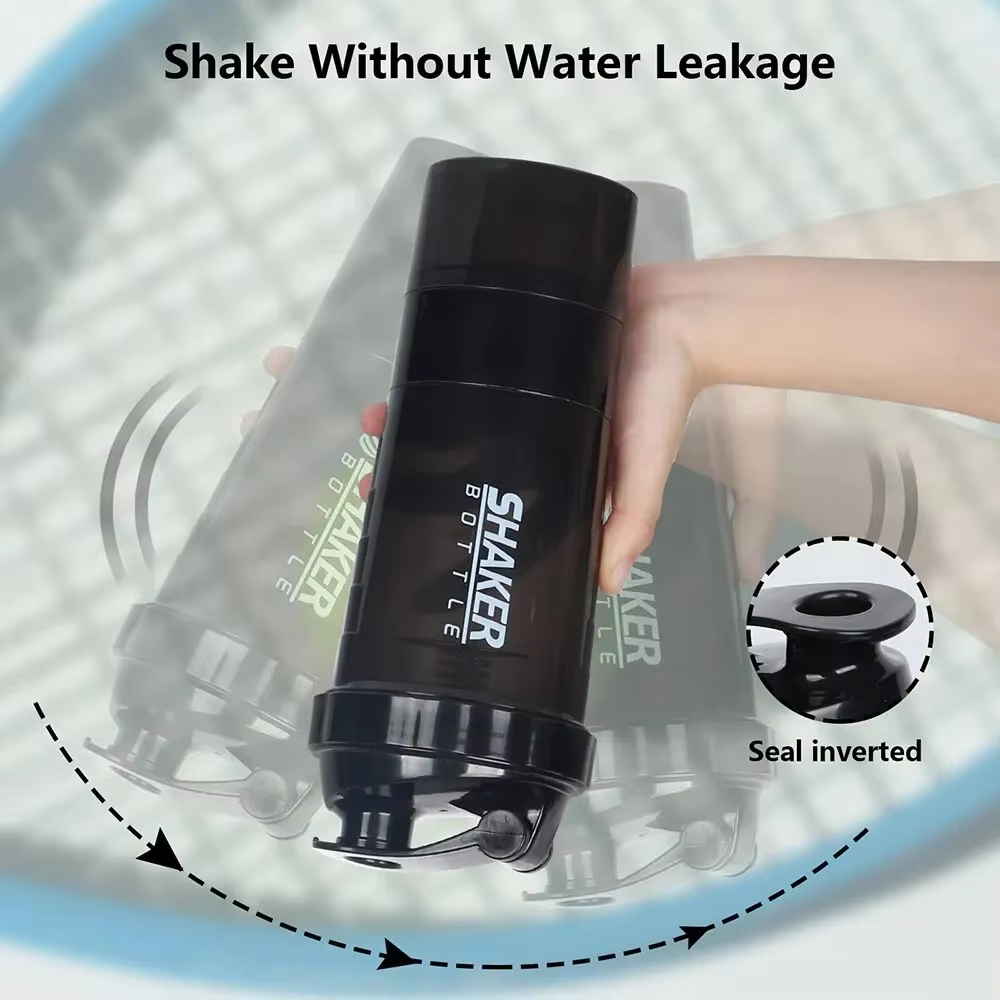Bouteille de protéines Shaker à 3 couches