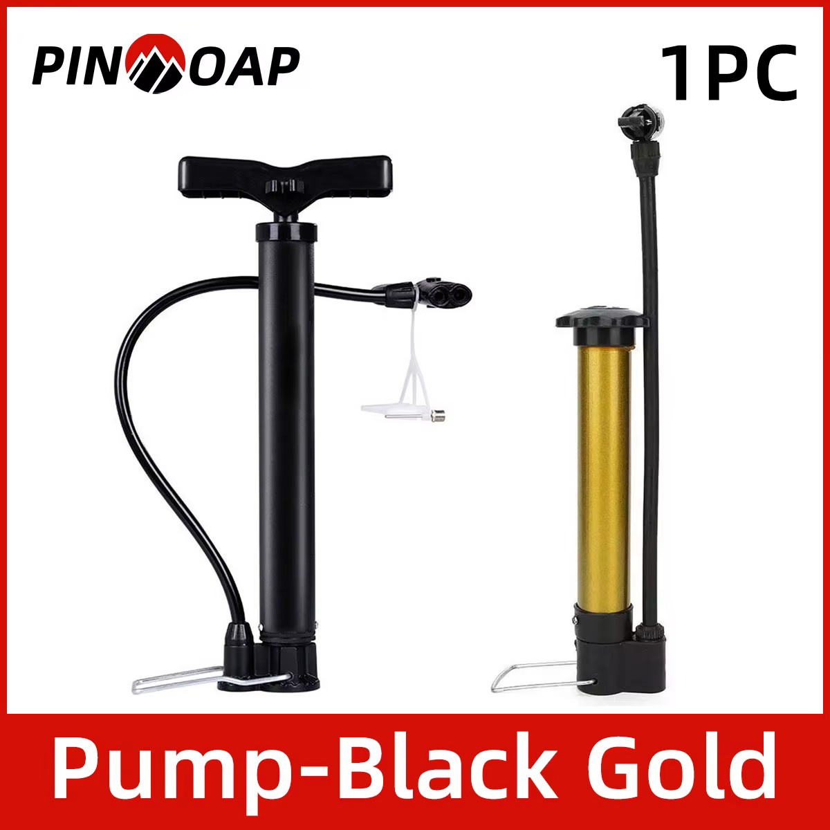 PINMOAP Gonfleur de vélo pratique, pompe à air multifonctionnelle, gonfleur haute pression adapté au gonflage des ballons de vélo