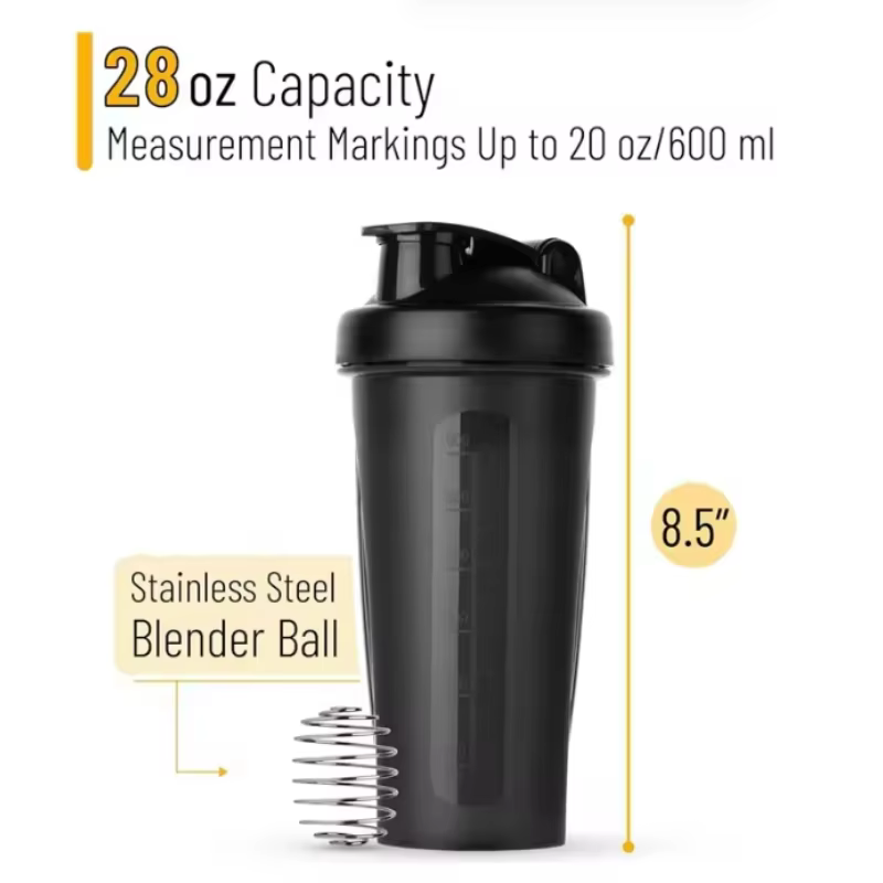 Bouteille portative en plastique de secoueur de protéines de 600ML 20Oz pour les amateurs de Fiess athlètes tasse