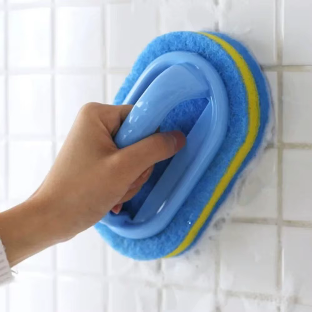 Éponge de nettoyage multifonctionnelle avec poignée pour cuisine, salle de bain, carrelage, verre, baignoire, élimination des taches, design ergonomique