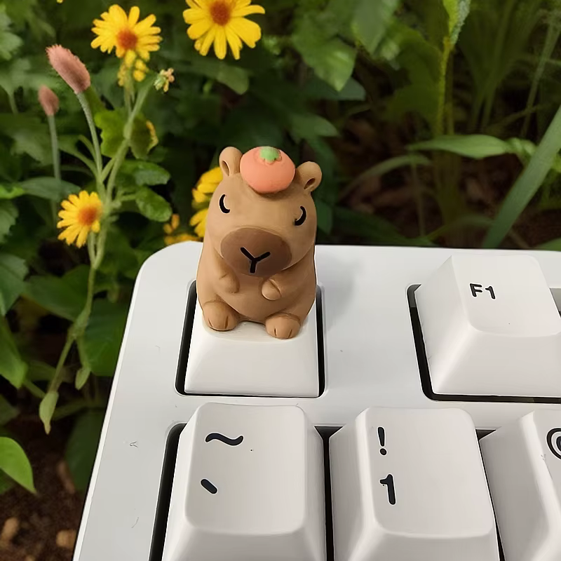 Capybara mignon Keycap dessin animé Animal poupée personnalisé Keycaps pour clavier mécanique casquettes Kawaii Artisan clé casquettes voiture décoratif cadeau