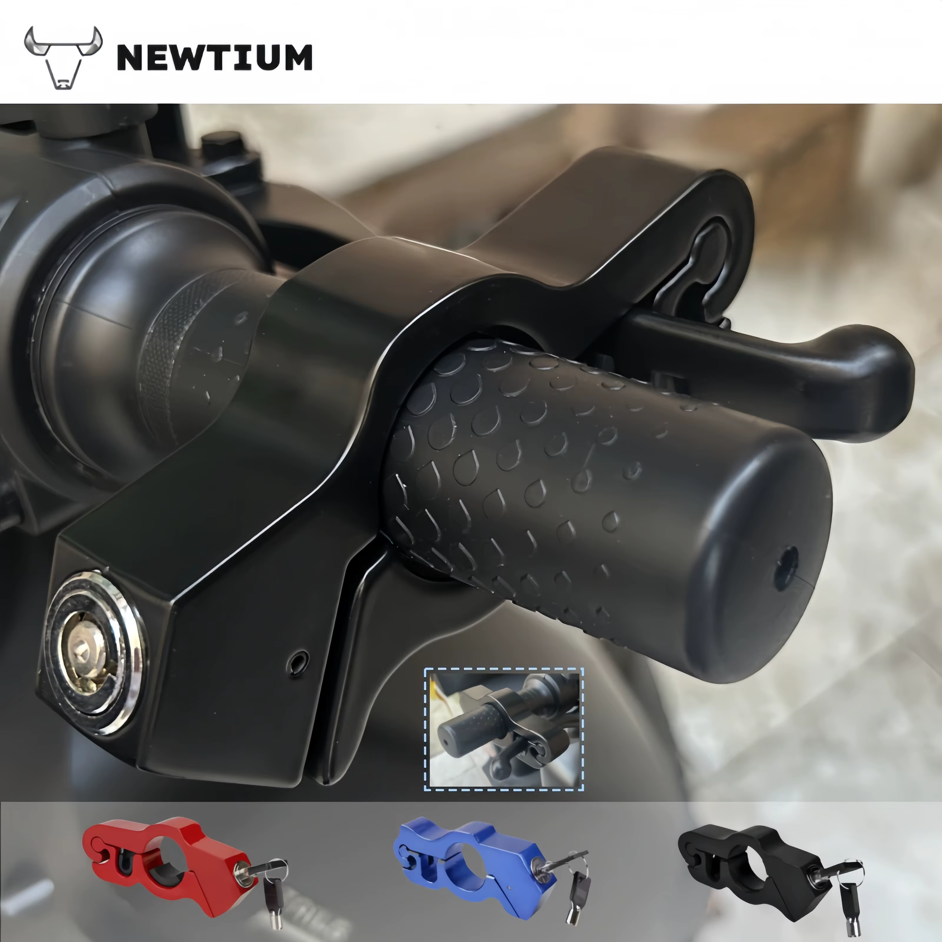 Verrou de guidon antivol en acier robuste pour moto, vélo, ATV, Dirt Bike, ajustement universel, noir