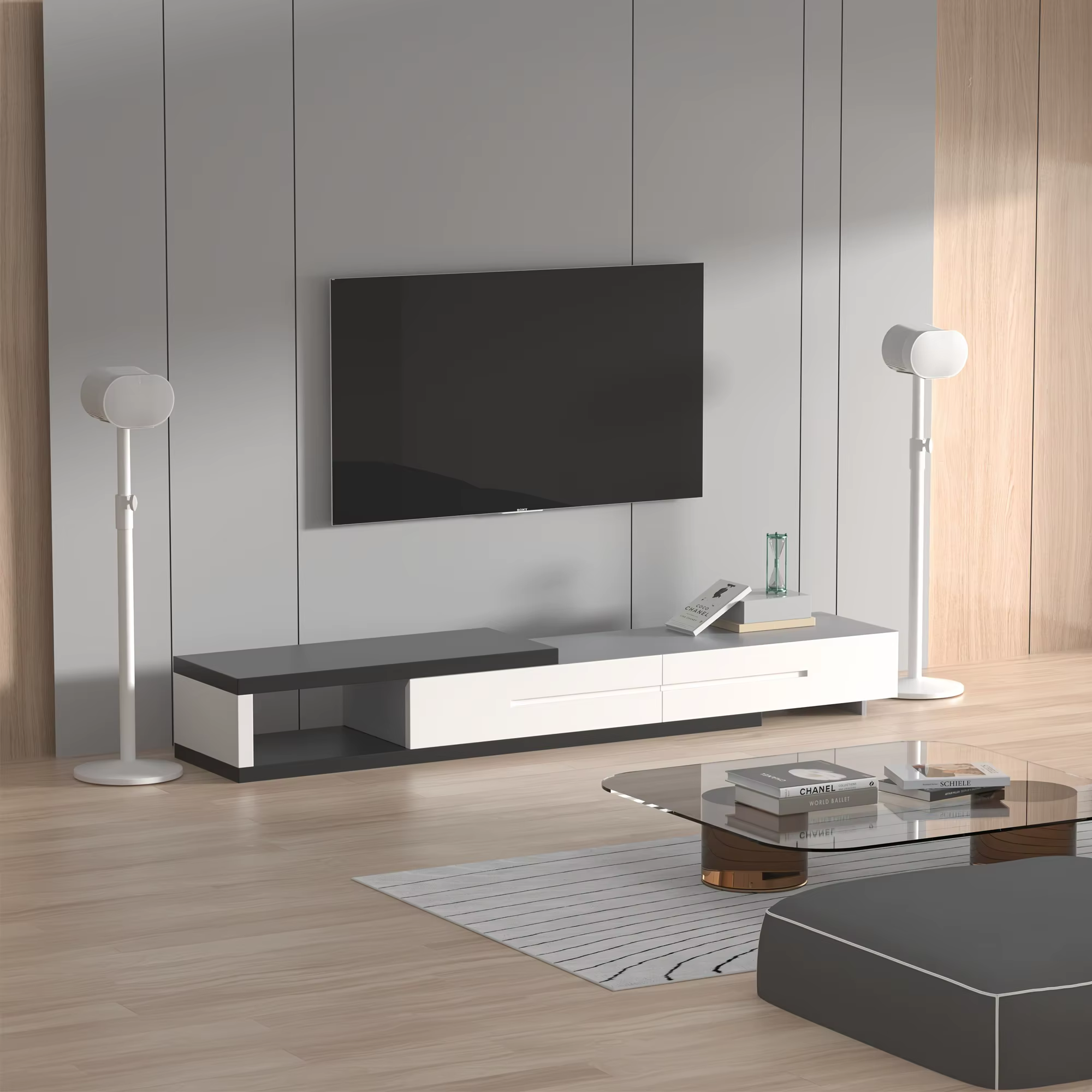 Support pour enceinte sans fil Sonos Era 300 avec hauteur réglable, support de base sonore avec gestion des câbles, support au sol