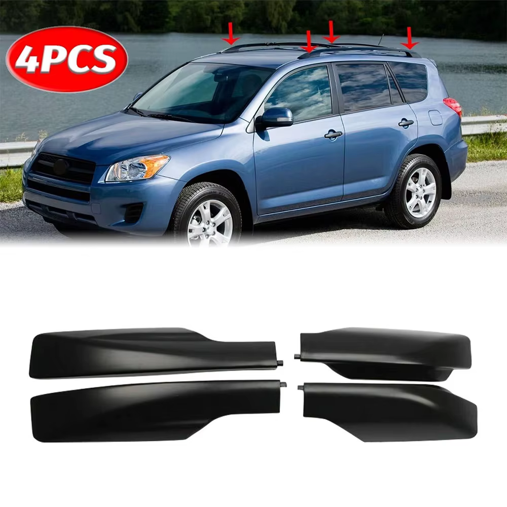 Cache de protection d'extrémité de barre de toit argent/noir pour Toyota RAV4 XA30 2006-2012
