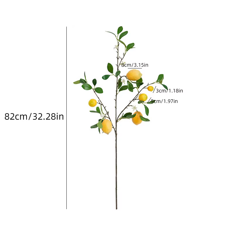 Branches de citron avec Simulation de fruits, plantes vertes fraîches, décoration de maison, accessoires Photo, Arrangement de fleurs de fruits en plastique, fausse fleur