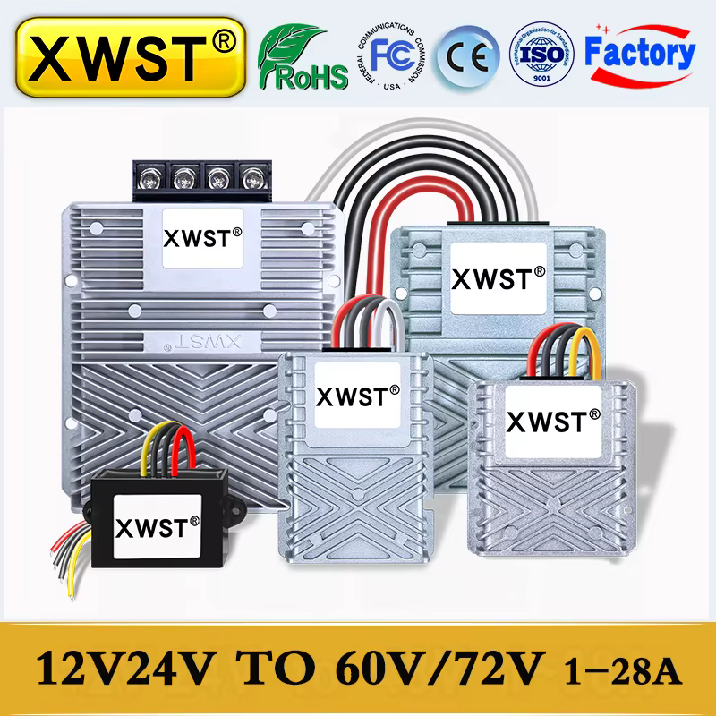 Convertisseur d'alimentation Boost 12V 24V vers 60V/72V CC, régulateur de tension 1-19A, étanche IP67, sortie 72V, CE RoHS