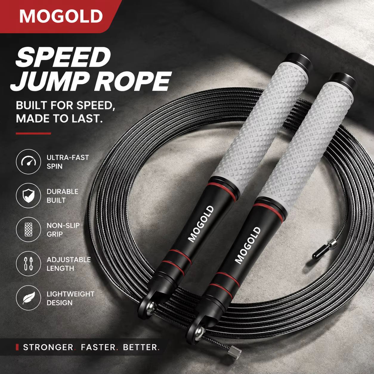 Corde à sauter rapide, corde réglable robuste
