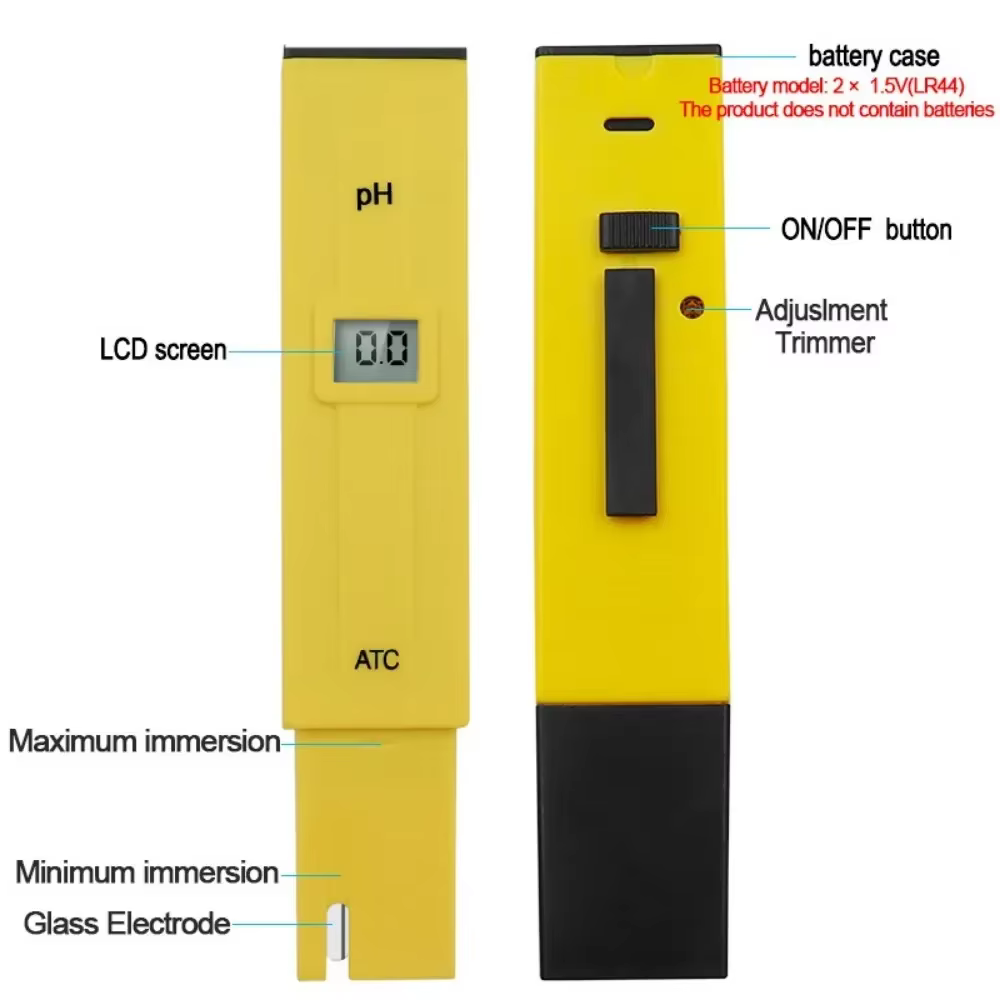 Testeur de pH numérique, testeur de qualité de l'eau, dispositif de mesure de l'acidité, pour piscine, aquarium, hydroponie, brassage maison, 0-14pH