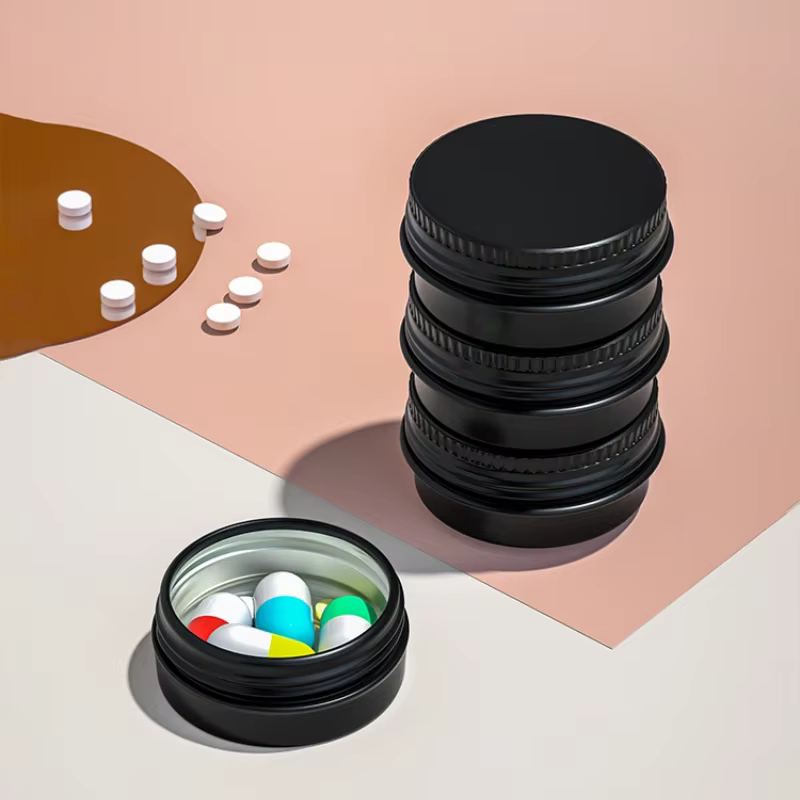 Mini boîte à médicaments Portable noire