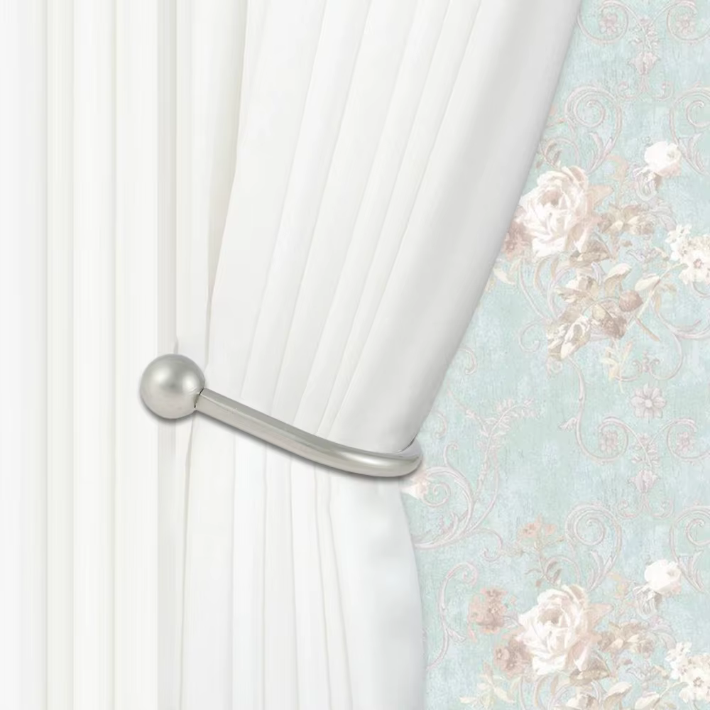 Attaches de rideaux en métal, crochets décoratifs pour rideaux, attaches de rideaux en forme de U, attaches murales en métal avec extrémité sphérique