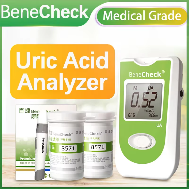 BeneCheck – lecteur automatique d'acide urique, 10/25 pièces, bandelettes de test et aiguilles de ponction pour la mesure de l'acide urique, moniteur de goutte monochrondroïtique inclus!