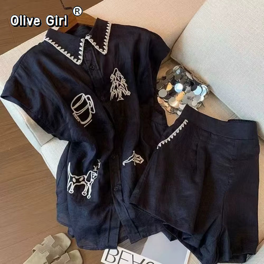 Olive Girl – ensemble Polo et short surdimensionné pour femme