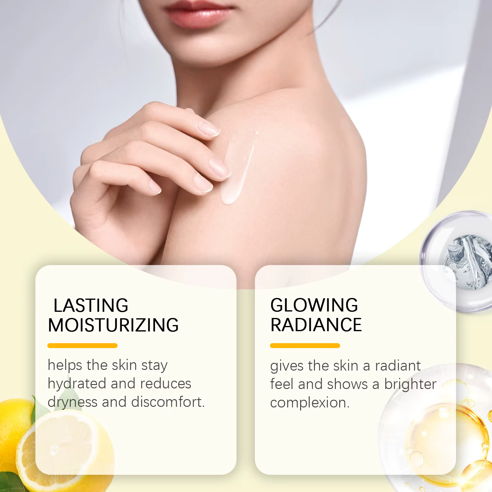 Lotion pour le corps éclaircissante au citron, hydrate doucement la peau sèche, même le teint, crème nourrissante éclaircissante pour le corps