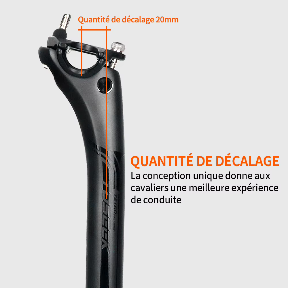 TOSEEK tige de selle en carbone 27.2 31.6mm longueur 400mm noir mat vtt