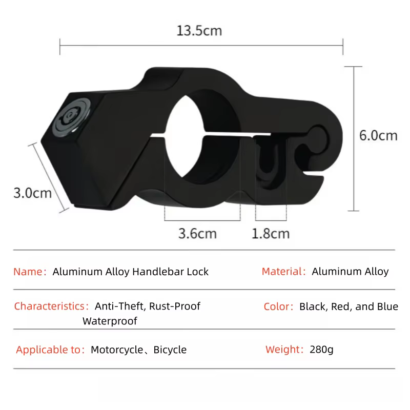 Verrou de guidon antivol en acier robuste pour moto, vélo, ATV, Dirt Bike, ajustement universel, noir