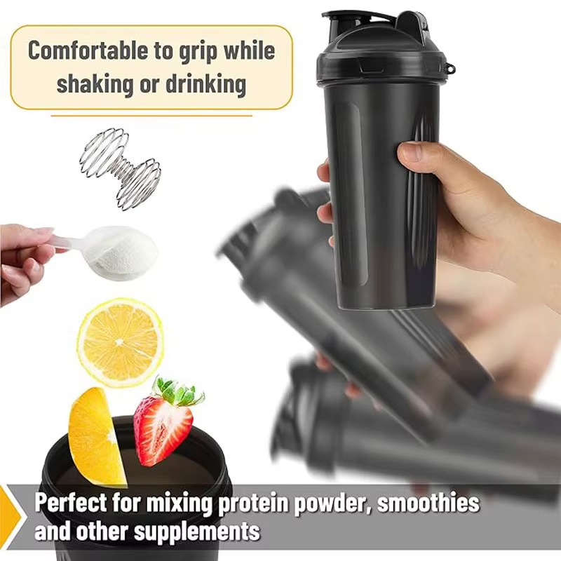 Bouteille shaker de 600 ml (20 oz) avec boule en acier inoxydable
