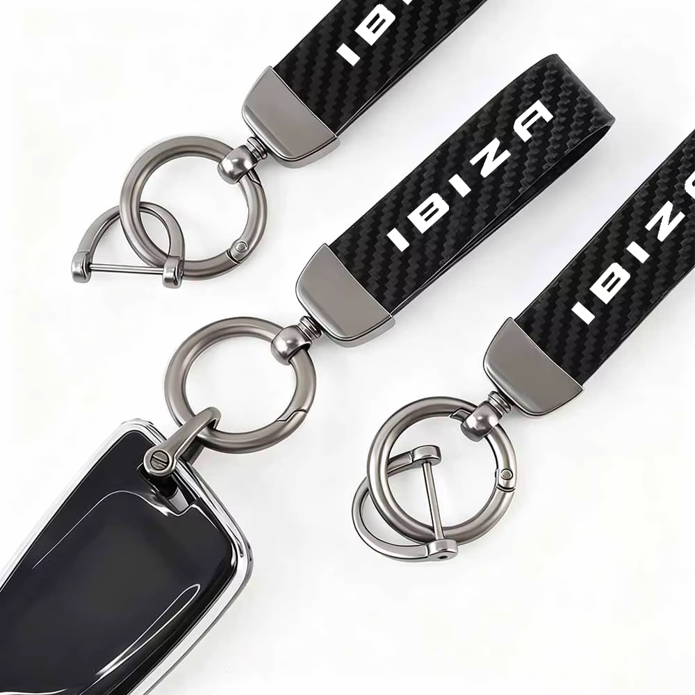 Porte-clés de voiture en métal, en cuir et en Fiber de carbone, avec Logo SEAT IBIZA, 1 pièce, accessoire