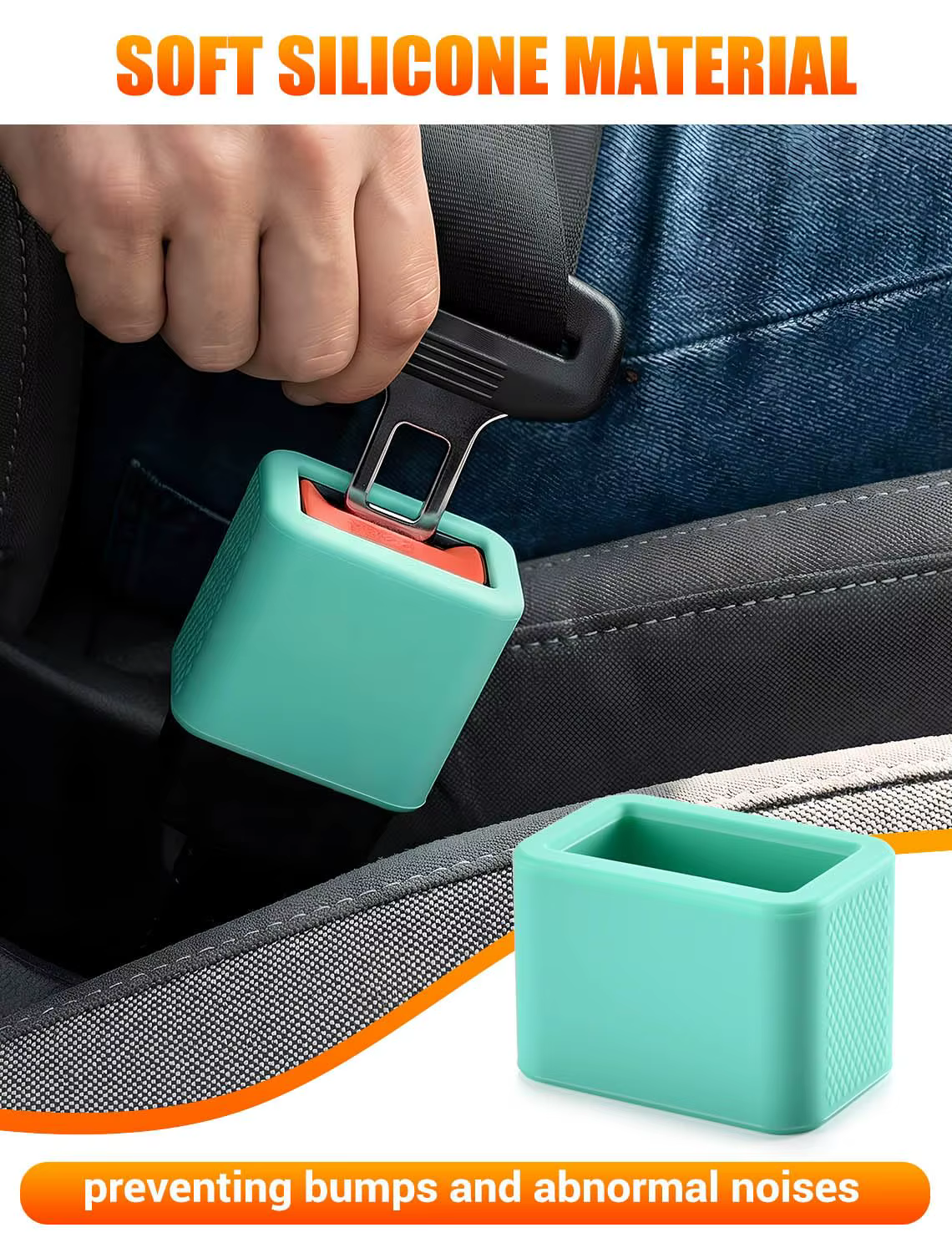 Support de boucle de ceinture de sécurité phosphorescent, 2 pièces, rehausseur arrière en silicone - Garde la prise droite pour un accès rapide, ajustement universel