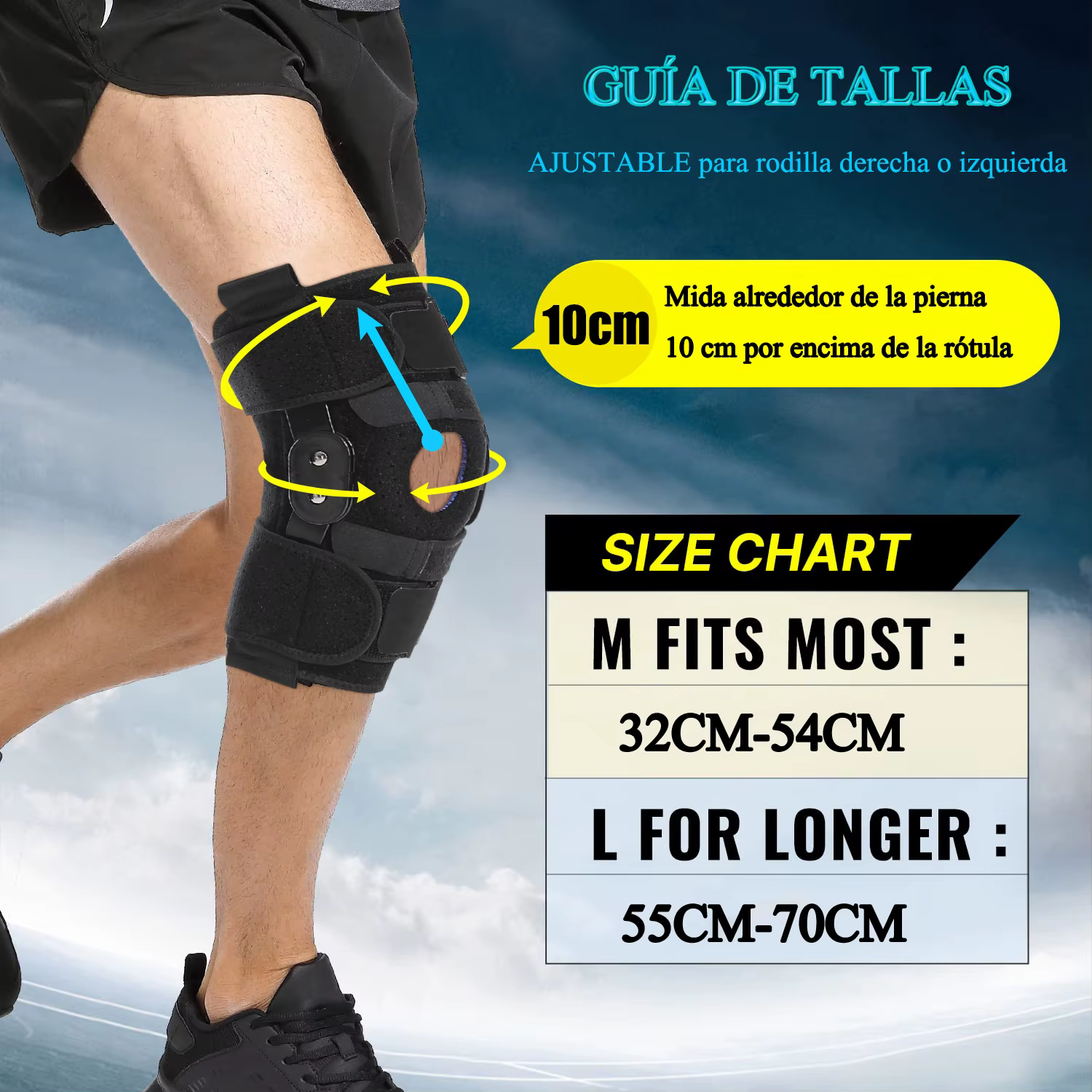 Genouillère articulée avec stabilisateurs latéraux et coussinets de Gel rotulien, douleur au genou pour hommes et femmes, déchirure du ménisque, récupération des blessures Acl Mcl