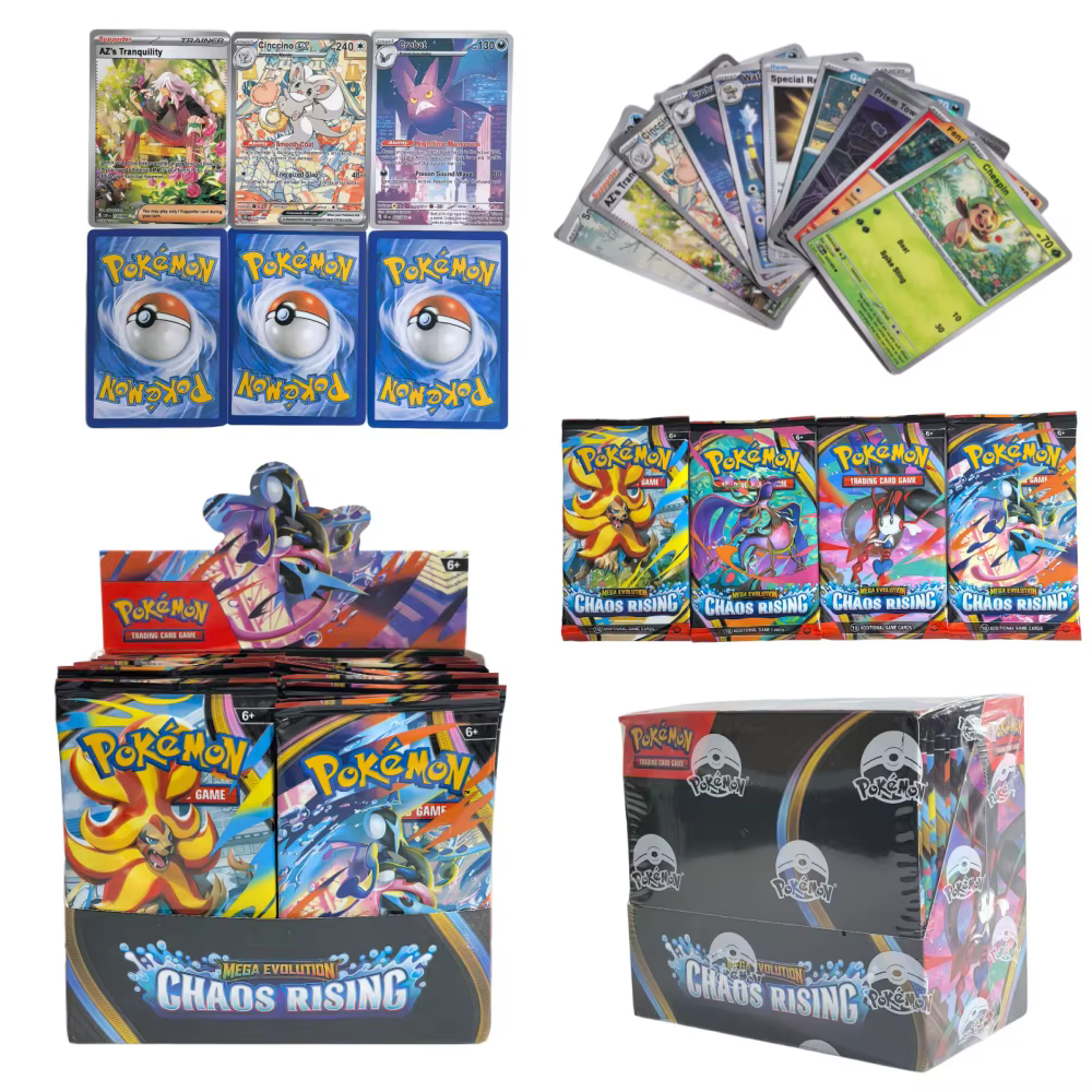 NOUVEAU Pack de Boosters Pokémon TCG Aléatoire 6/15/24 sachets Carte Pokémon CHA Anglais Booster Carte de Combat pour Collection Cadeau