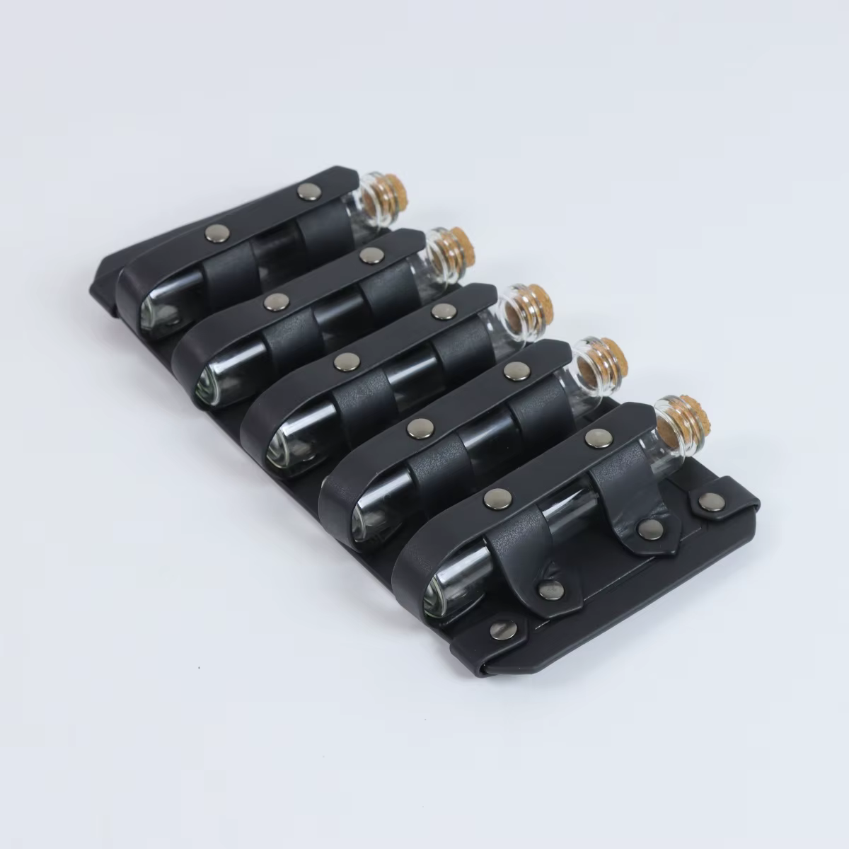 Porte-potions en cuir PU style steampunk, porte-flacons magiques pour sorcier avec 5 bouteilles en verre à bouchon, accessoires de costume de cosplay